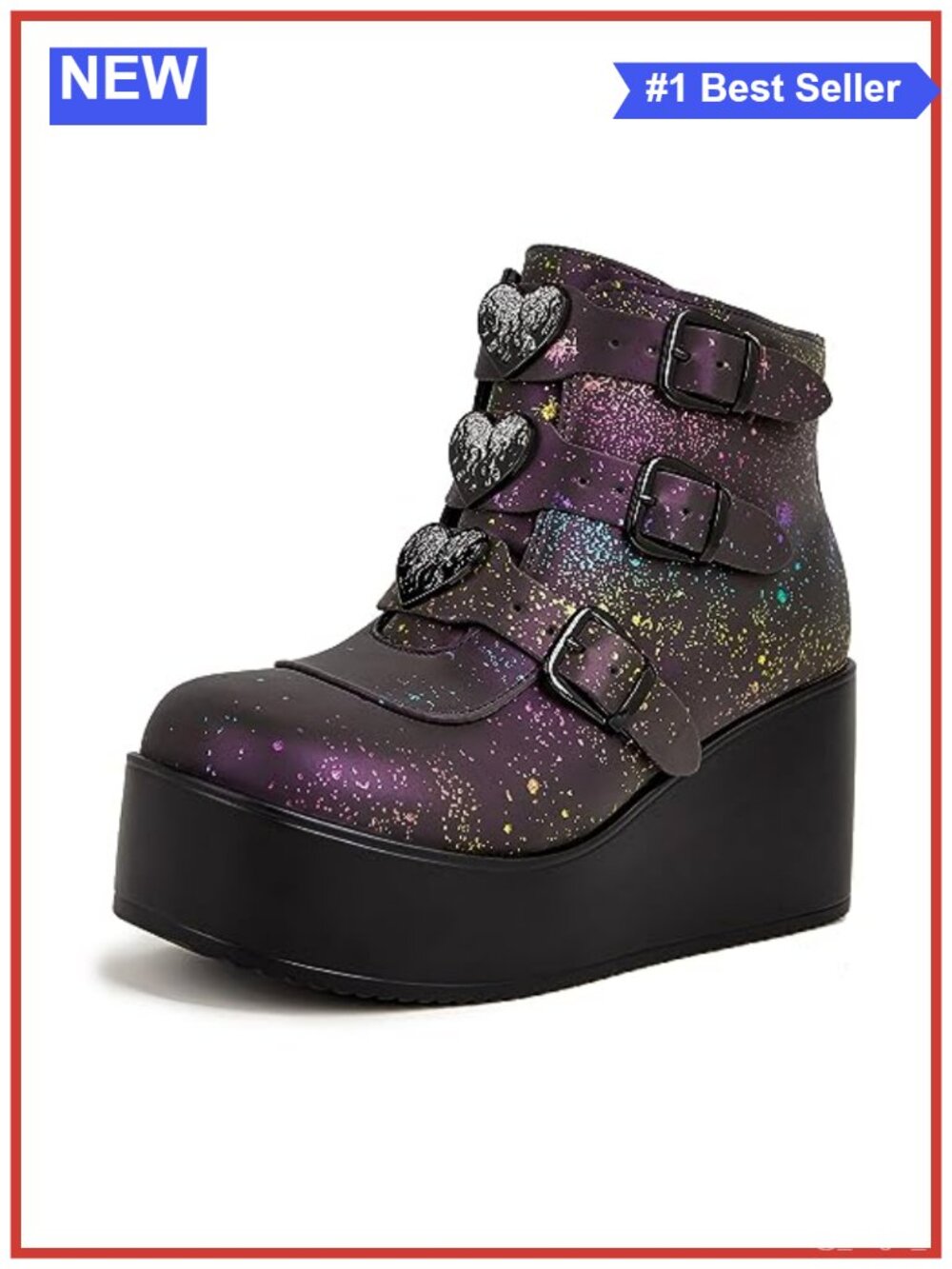 PU Platform Chunky Ankle Boots Wedge Heel Booties